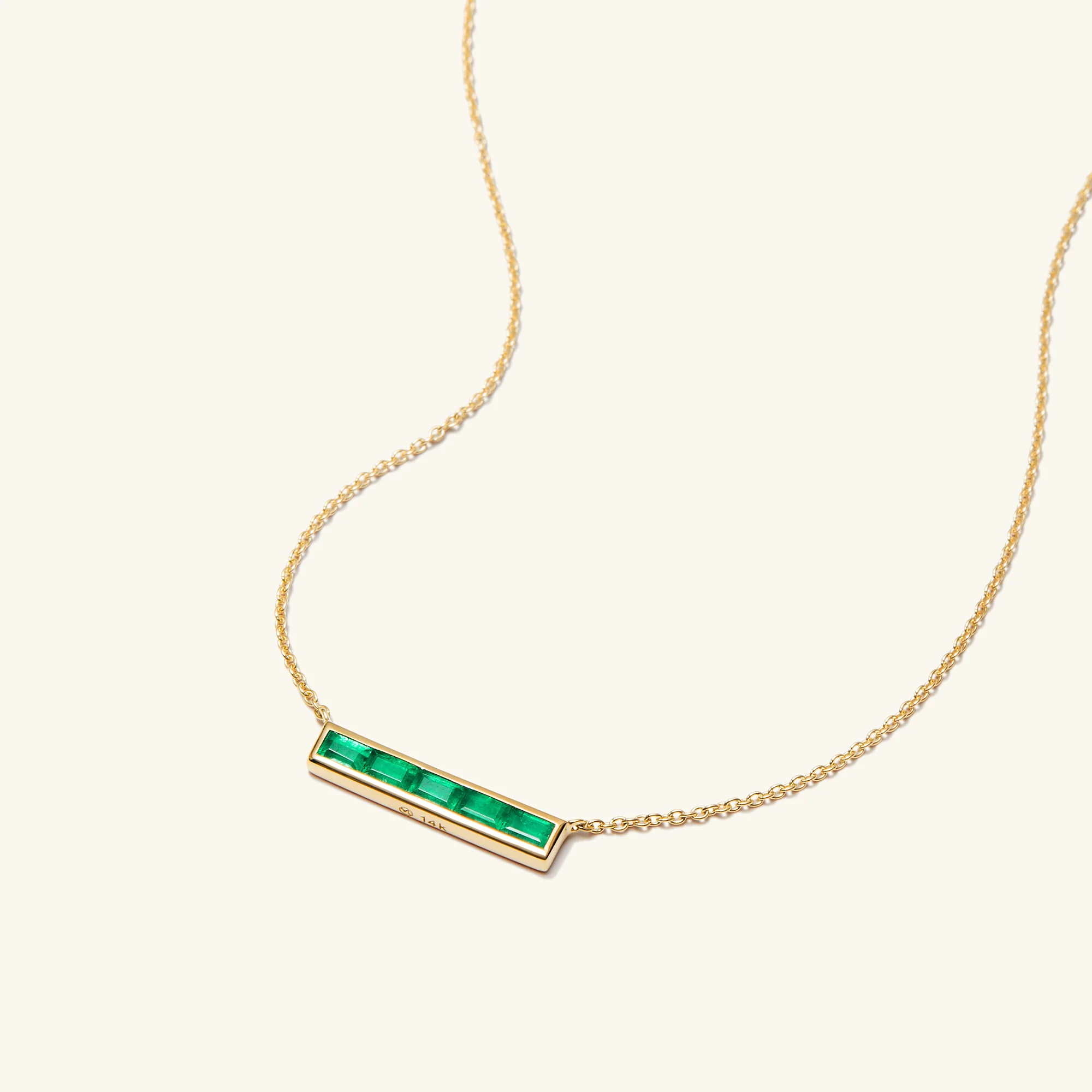 Baguette Emerald Bar Necklace - Image 7