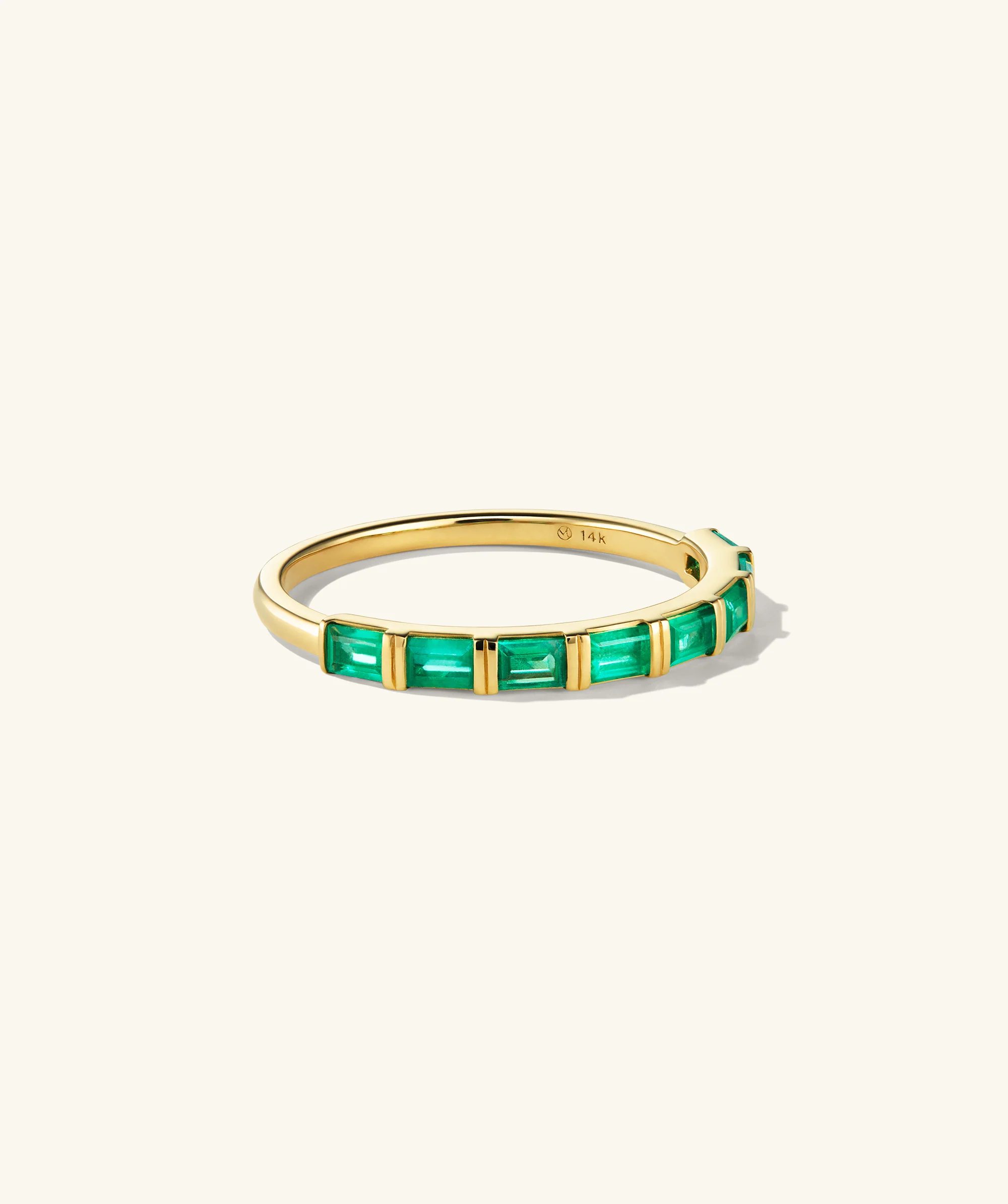 Baguette Emerald Half Eternity Band - Image 2