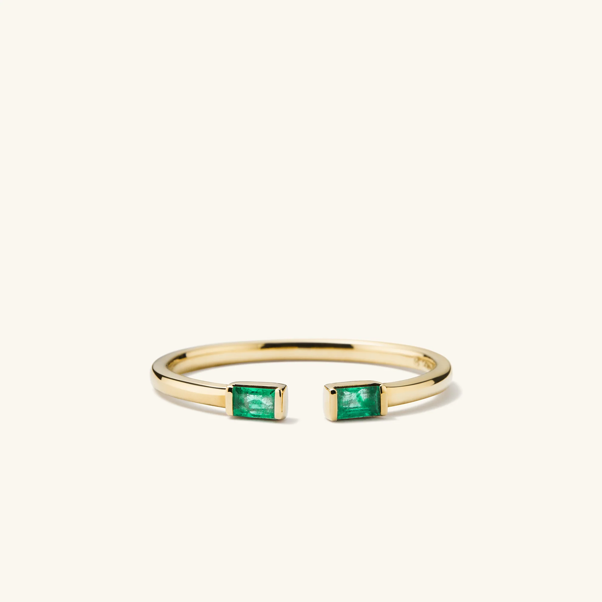 Baguette Emerald Open Ring - Image 7