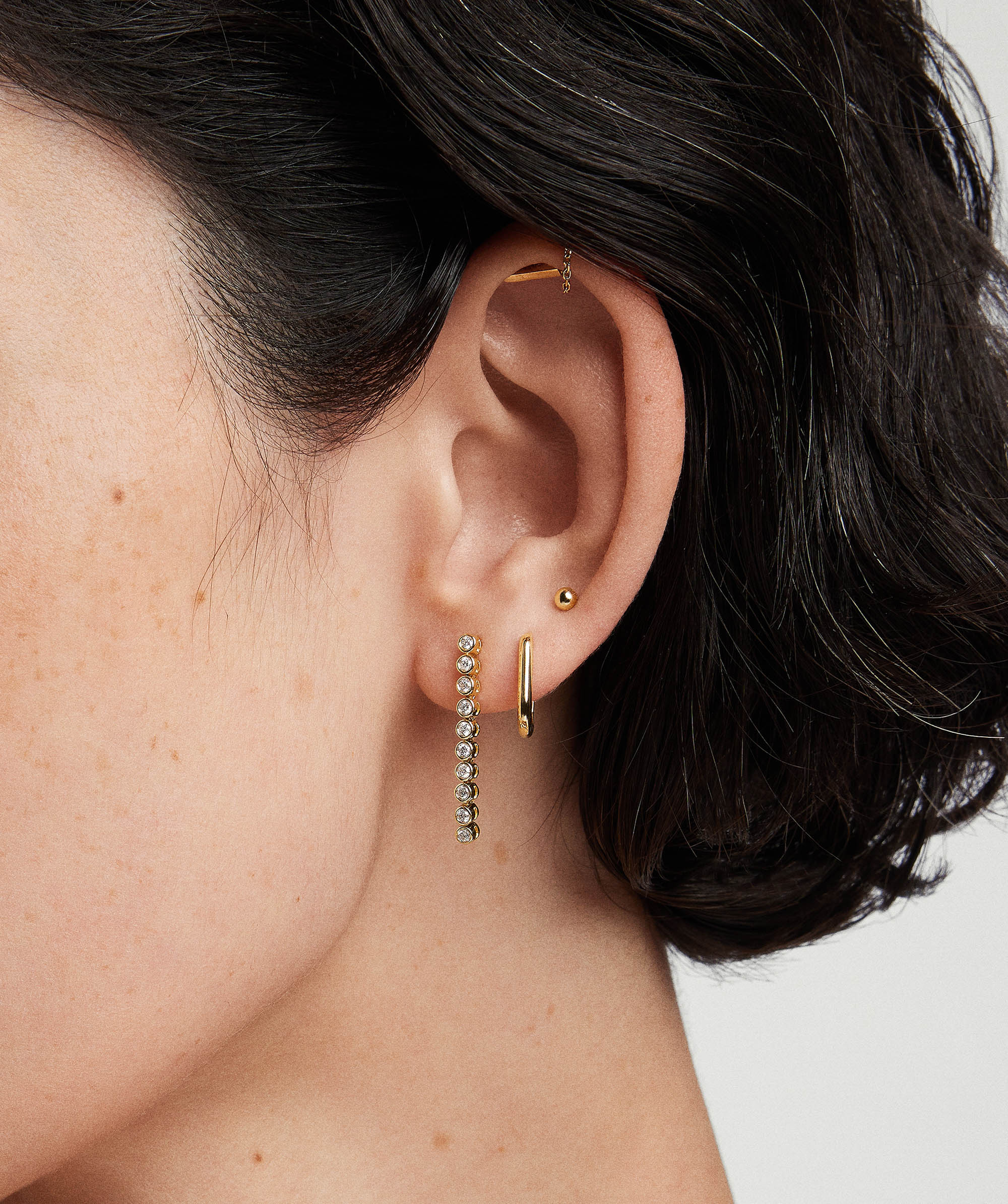 Bezel Lab Grown Diamond Tennis Earrings - Image 3