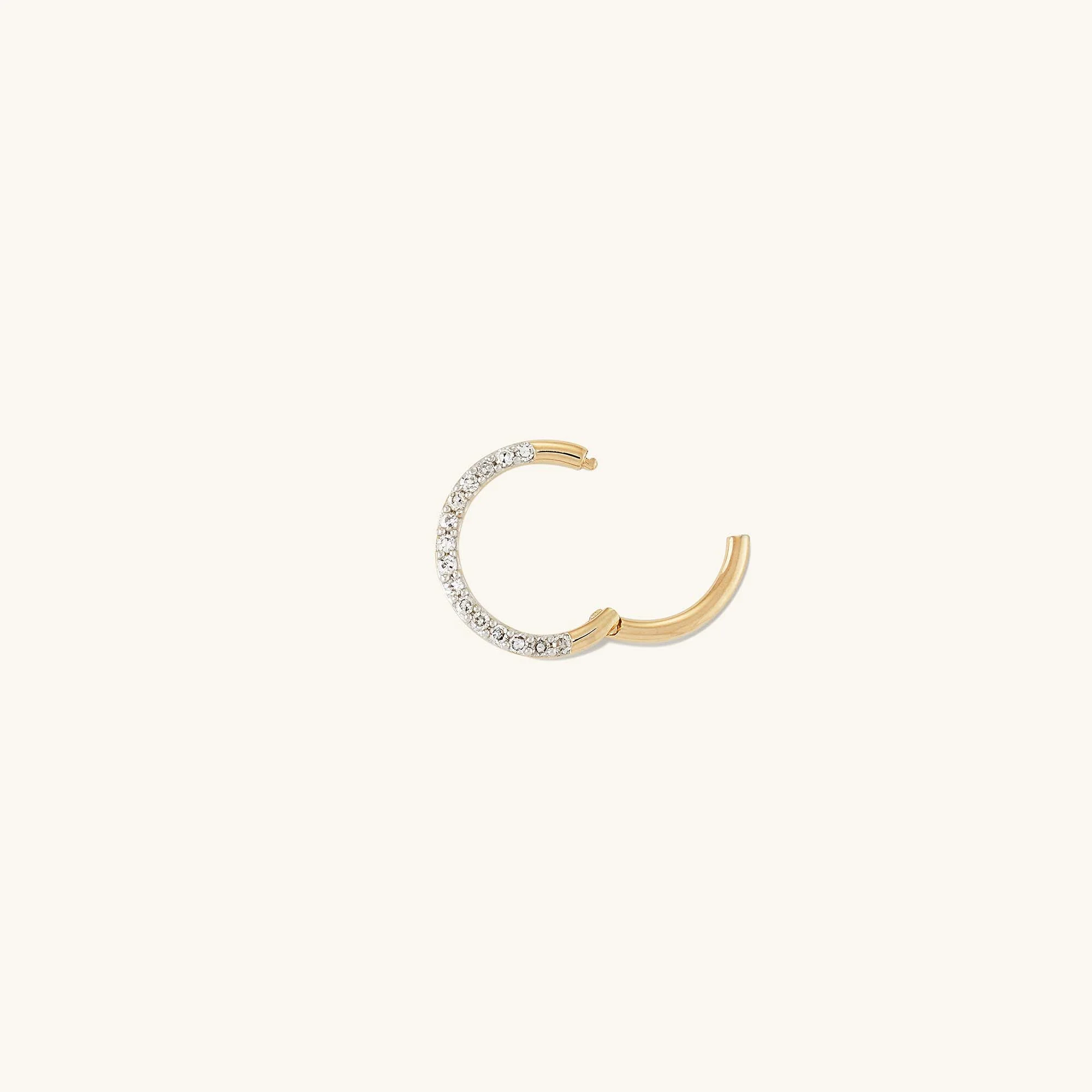 Single Cartilage Pavé Diamond Mini Hoop - Image 10