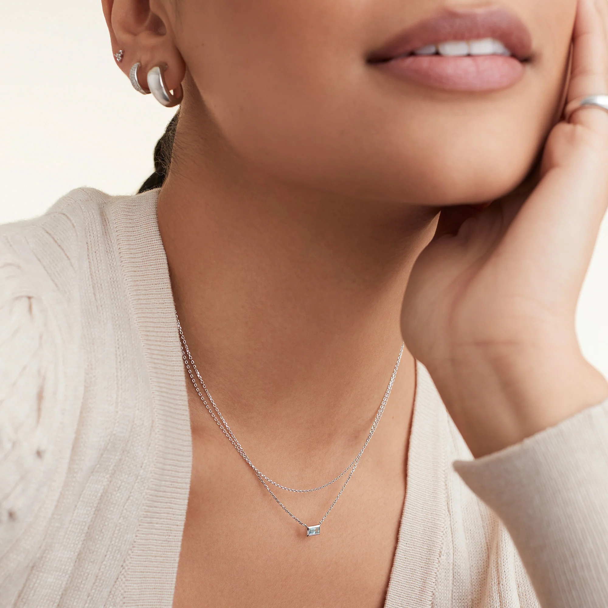 Layered Baguette Necklace - Image 7