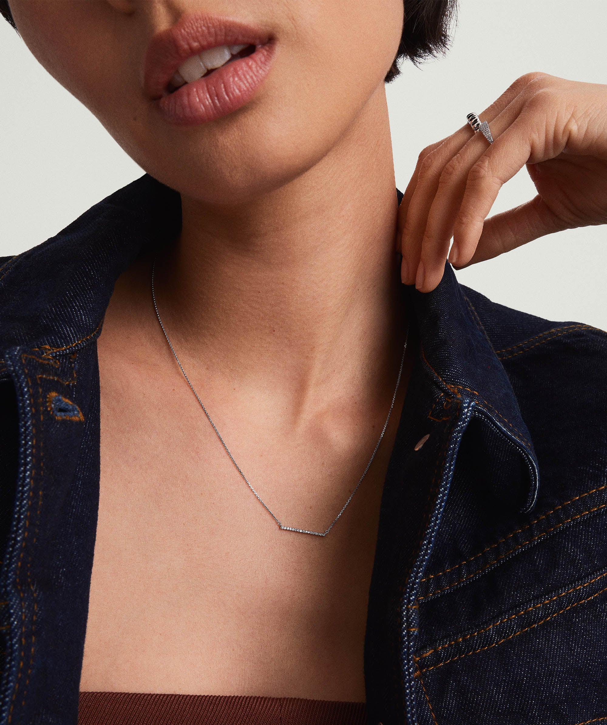 Linear Diamond Necklace - Image 6