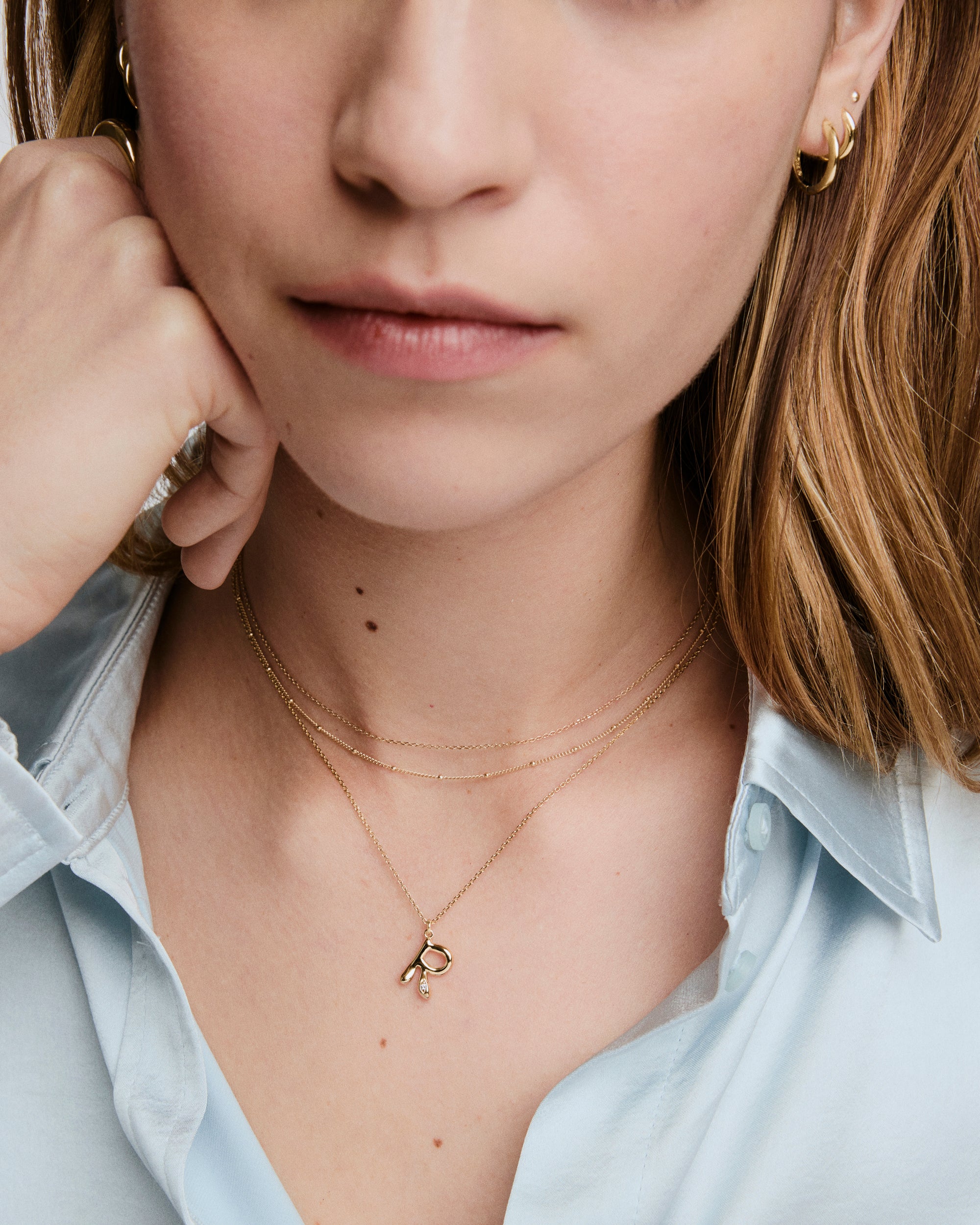 Organic Dôme Liquid Letter Pendant Necklace - Image 4
