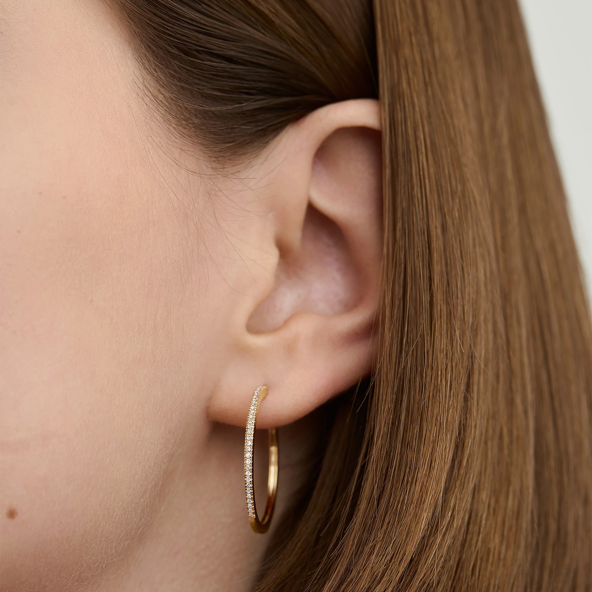 Pavé Diamond Large Hoops - Image 3