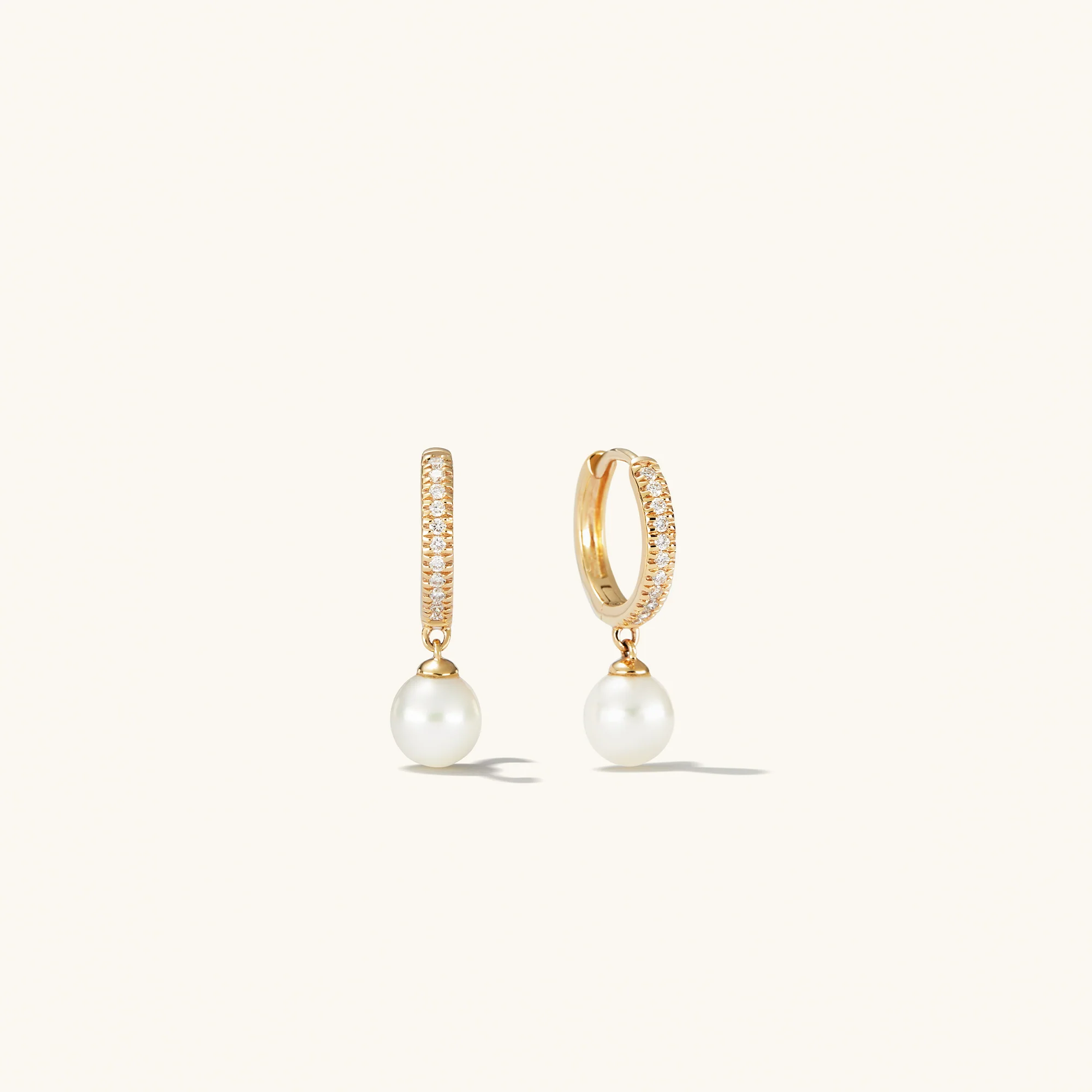 Pavé Diamond Pearl Huggies - Image 4
