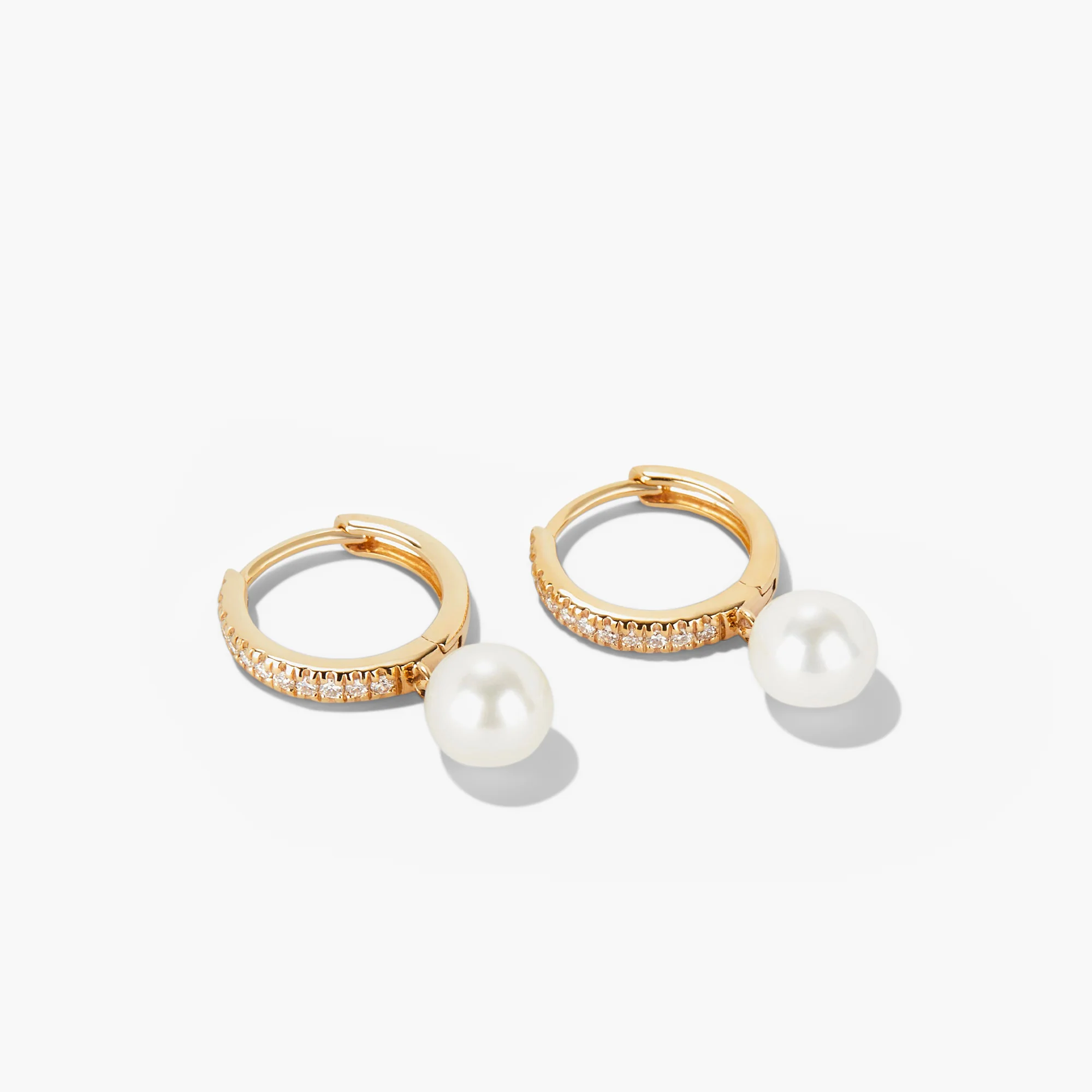 Pavé Diamond Pearl Huggies - Image 5