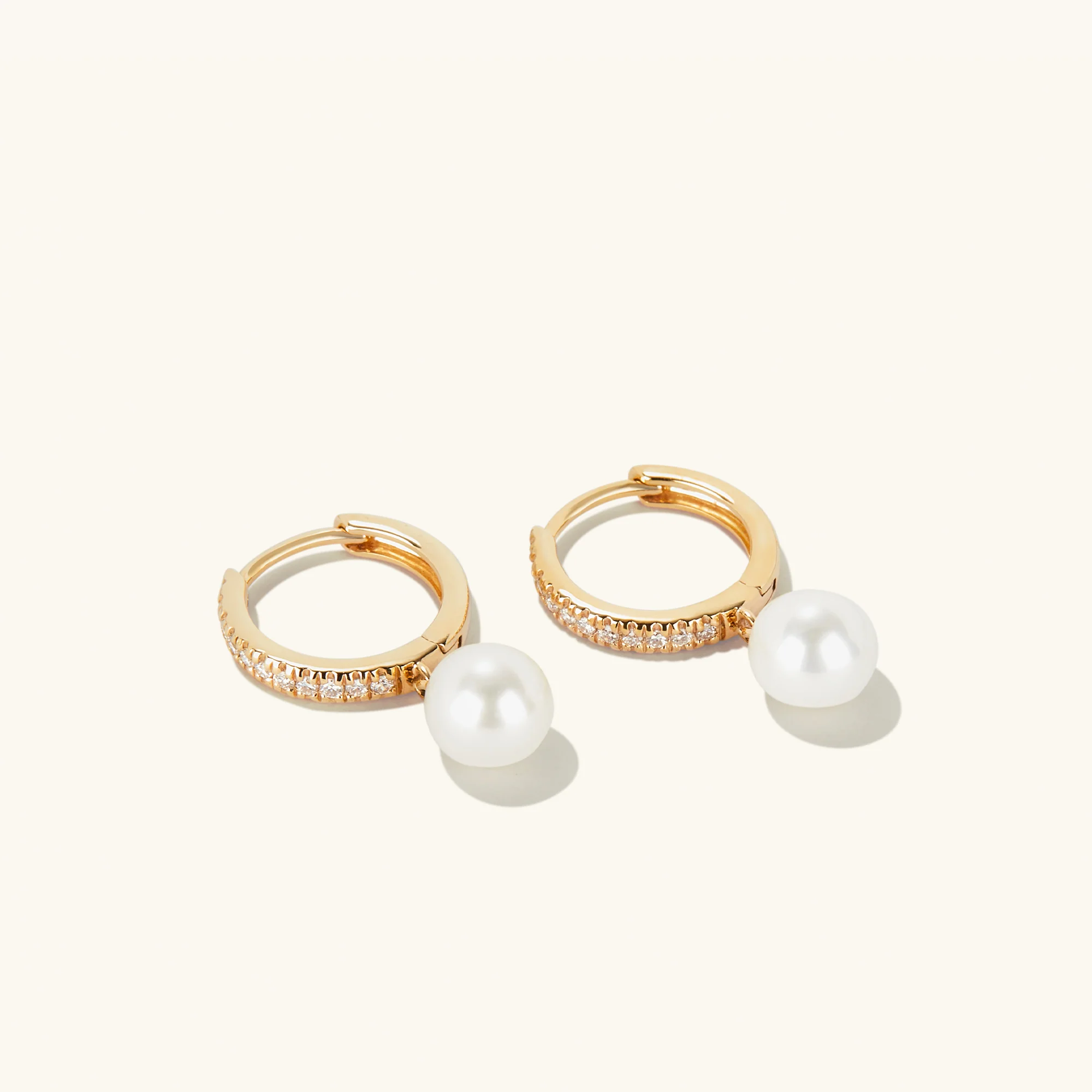 Pavé Diamond Pearl Huggies - Image 6