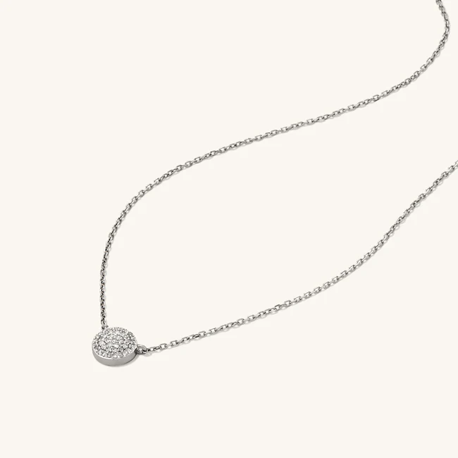 Large Pavé Diamond Round Necklace - Image 11