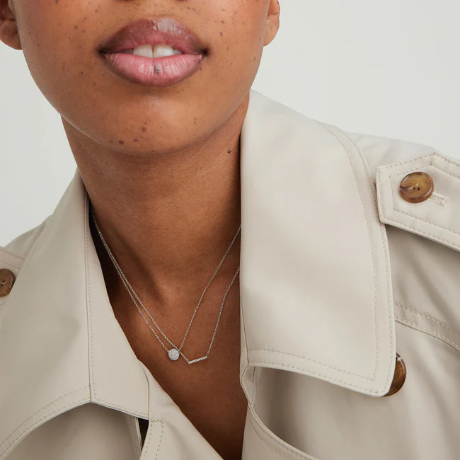 Large Pavé Diamond Round Necklace - Image 12