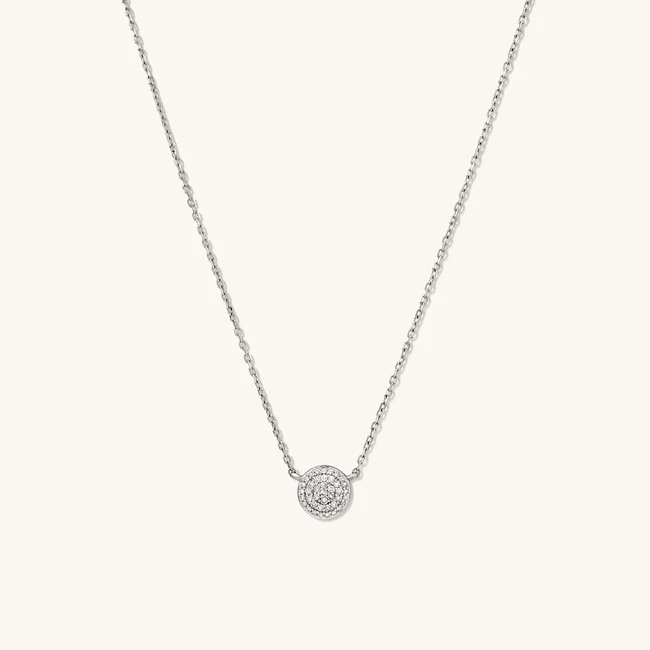 Large Pavé Diamond Round Necklace - Image 14
