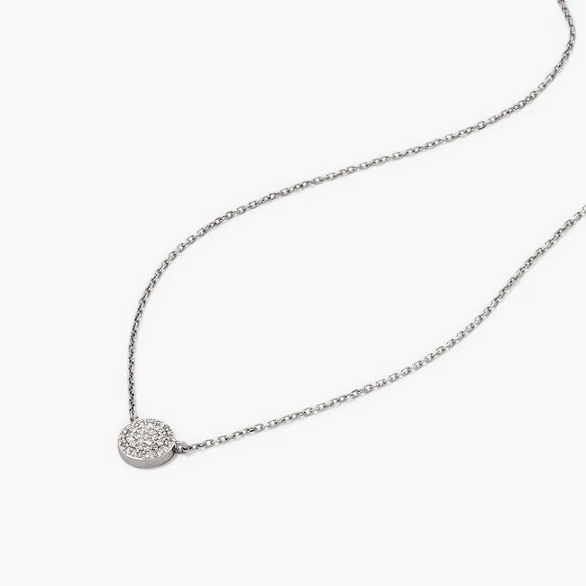 Large Pavé Diamond Round Necklace - Image 6