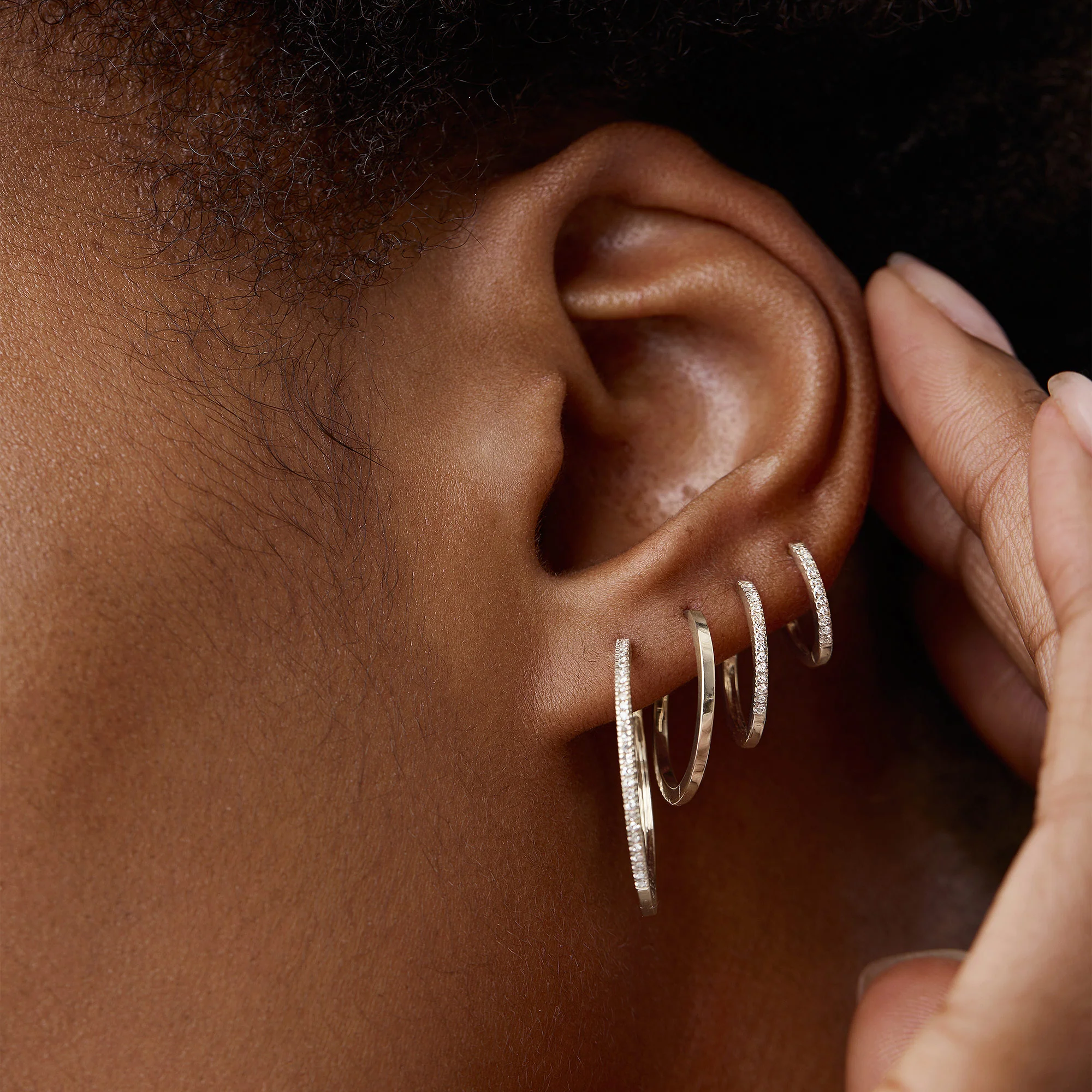 Pavé Diamond Small Hoops - Image 12