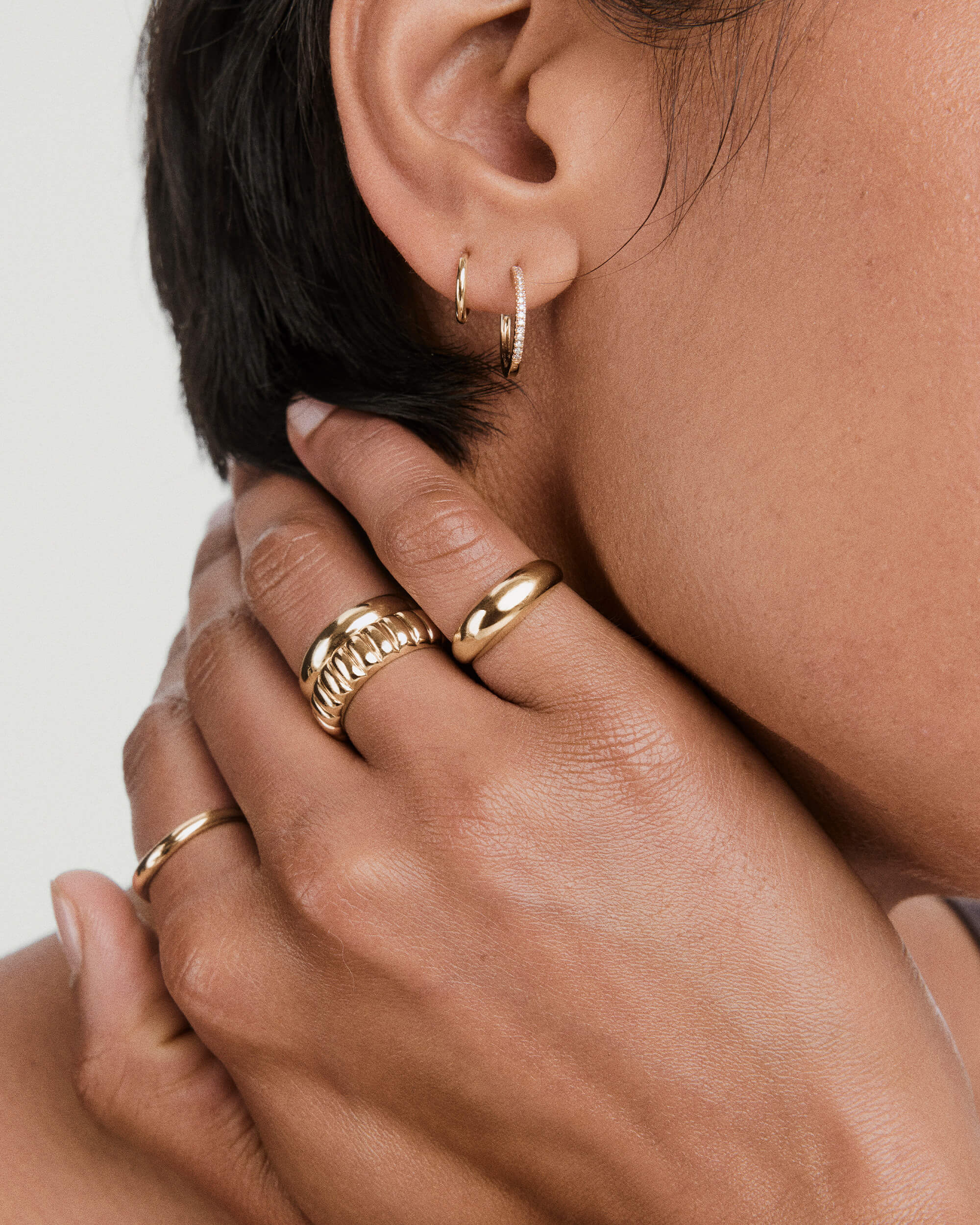 Pavé Diamond Small Hoops - Image 17
