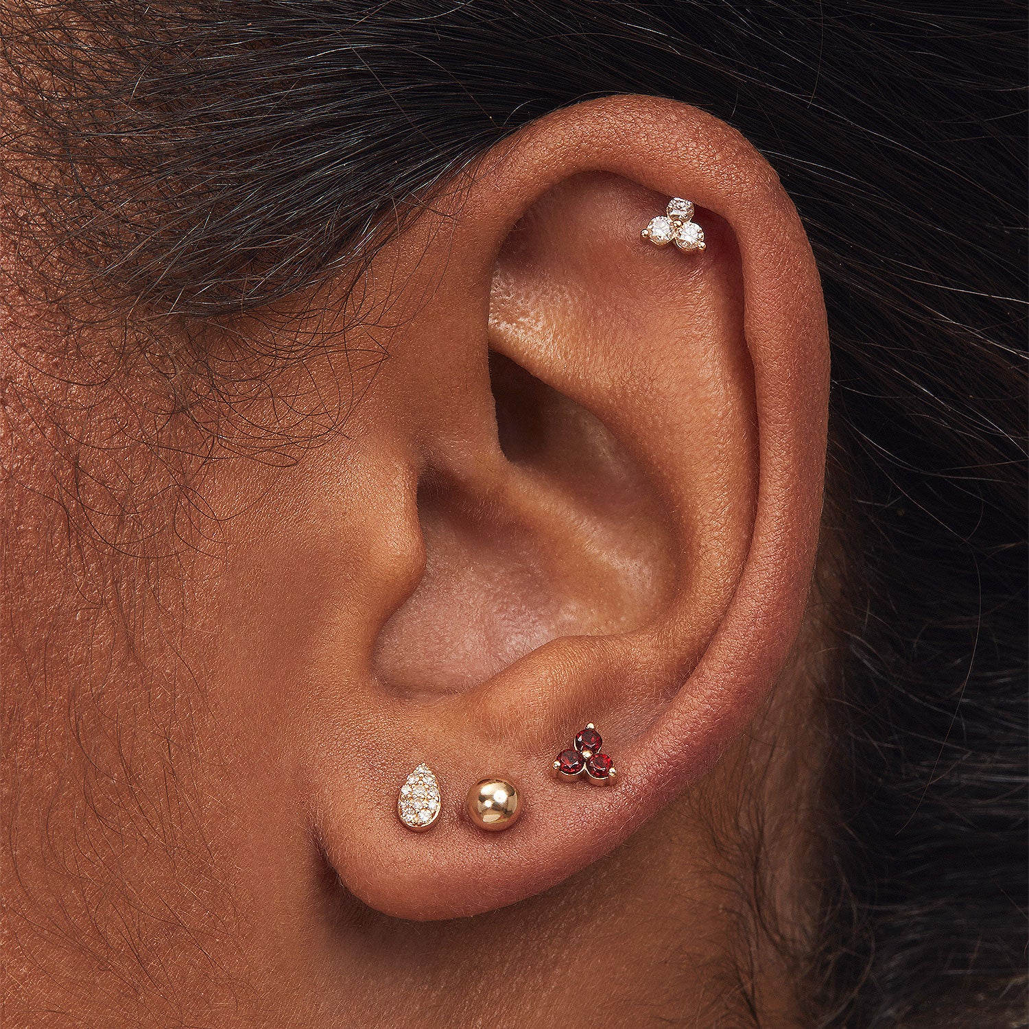 Piercing Studio - Pave Diamond Flat Back Pear Stud - Image 3