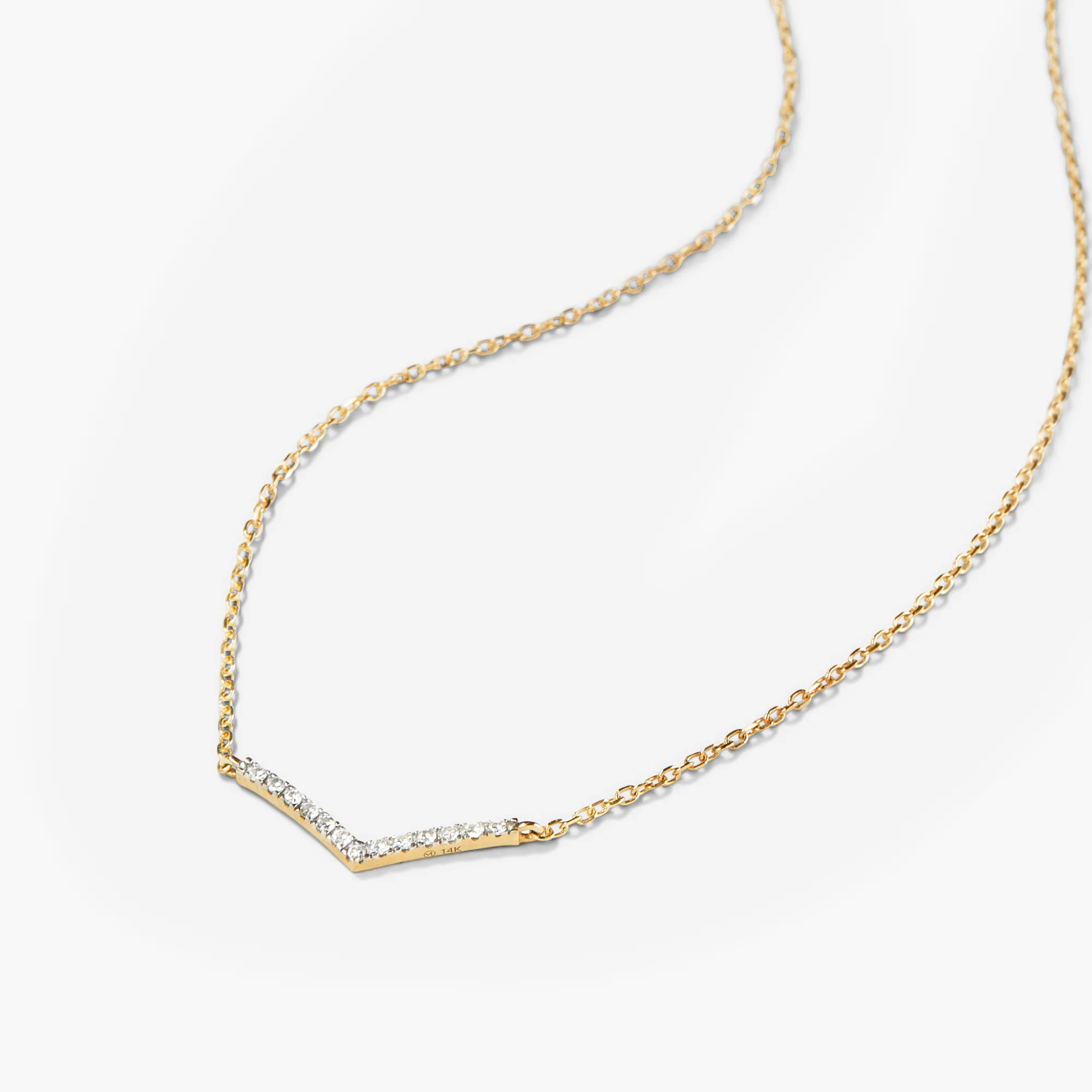 Pavé Diamond Wishbone Necklace - Image 4