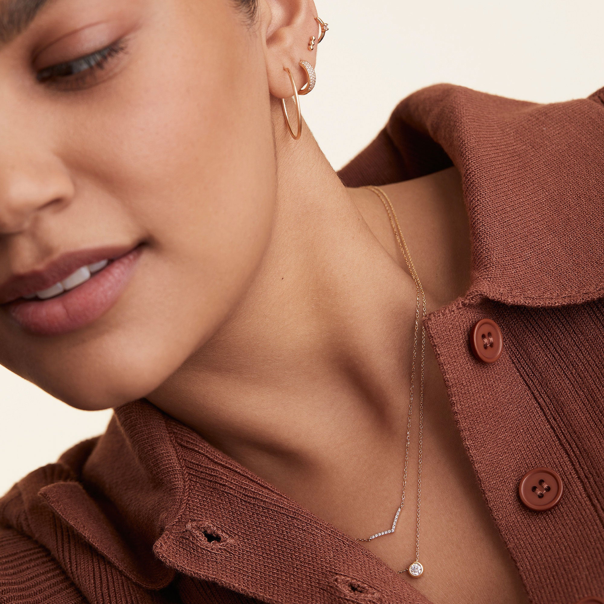 Pavé Diamond Wishbone Necklace - Image 6
