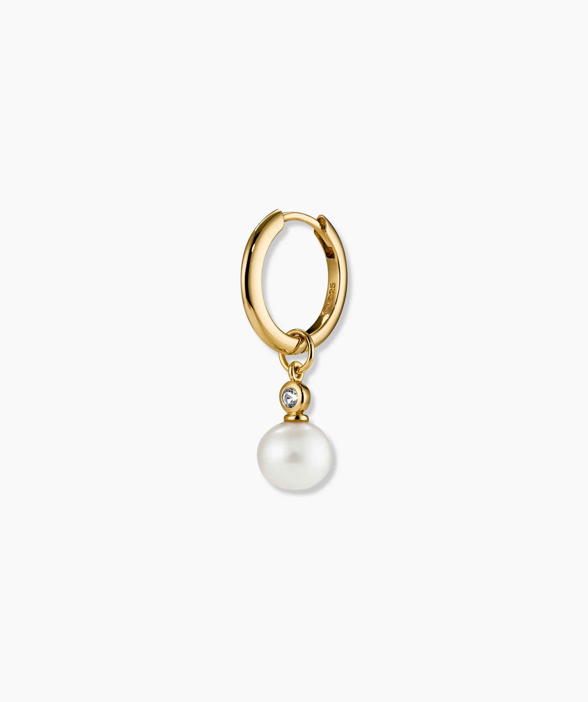 Single Pearl Gemstone Hoop Charm - Image 3