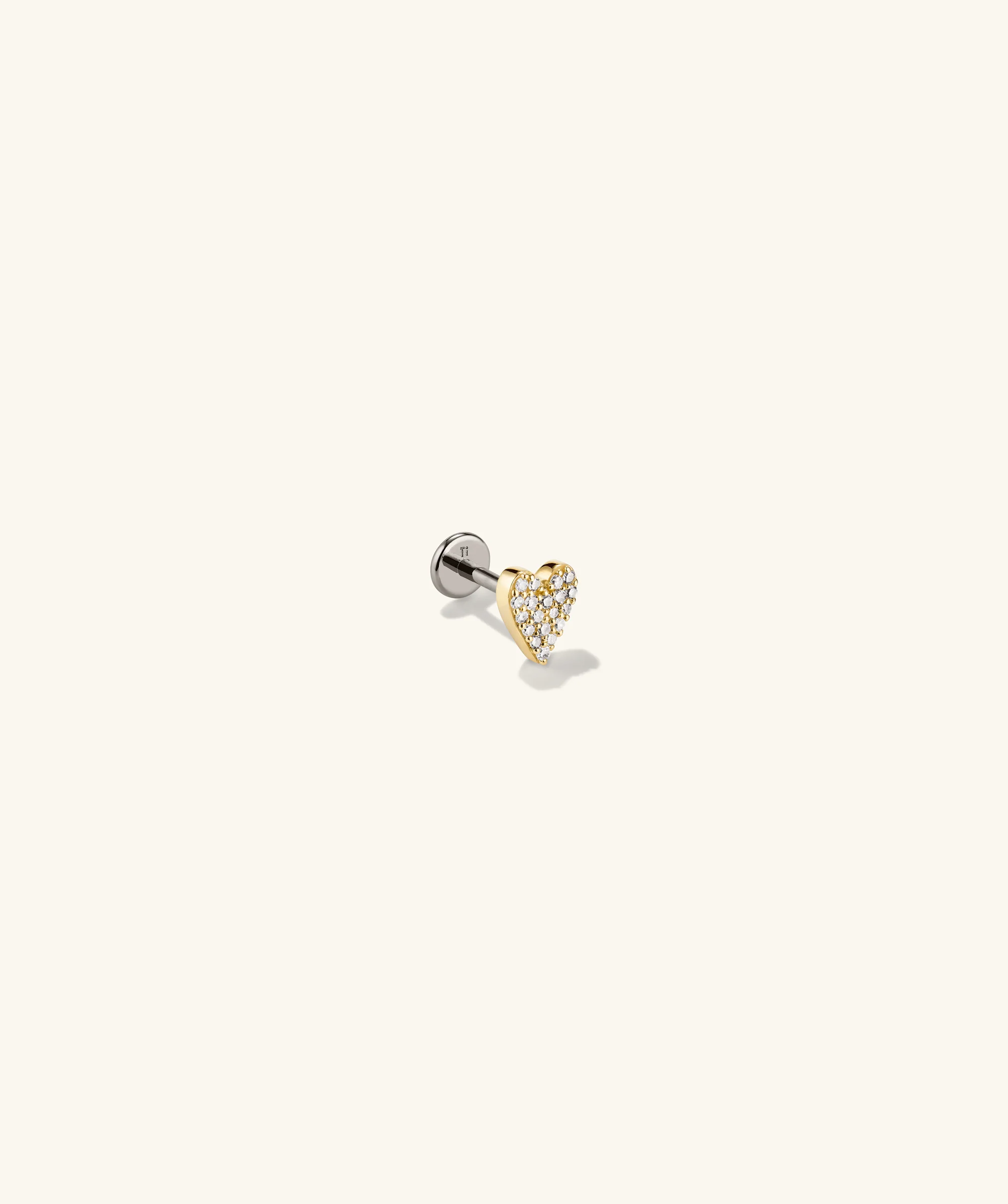 Piercing Studio - Single Pavé Diamond Heart Flat Back Stud - Image 5