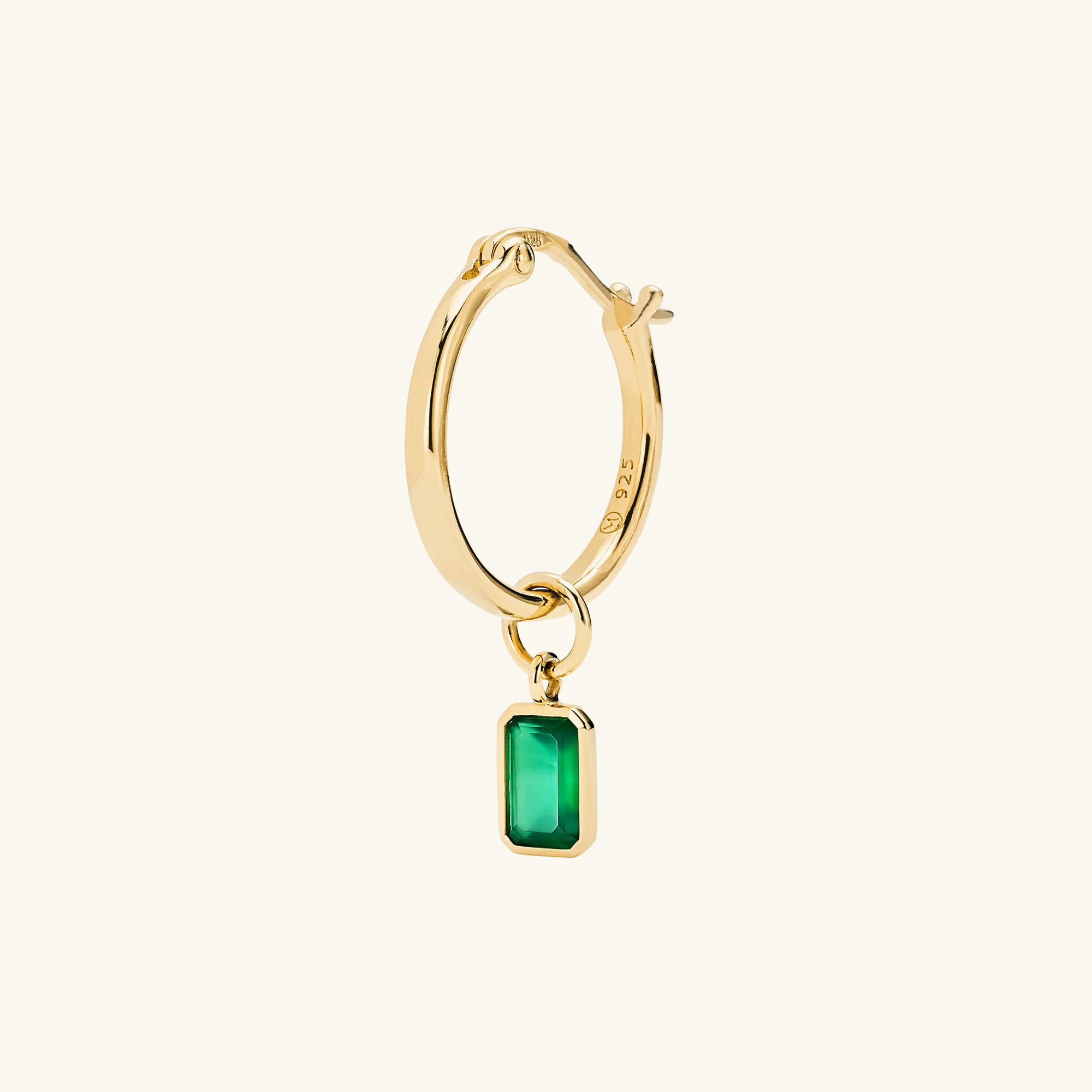 Single Emerald Cut Gemstone Hoop Charm - Image 13