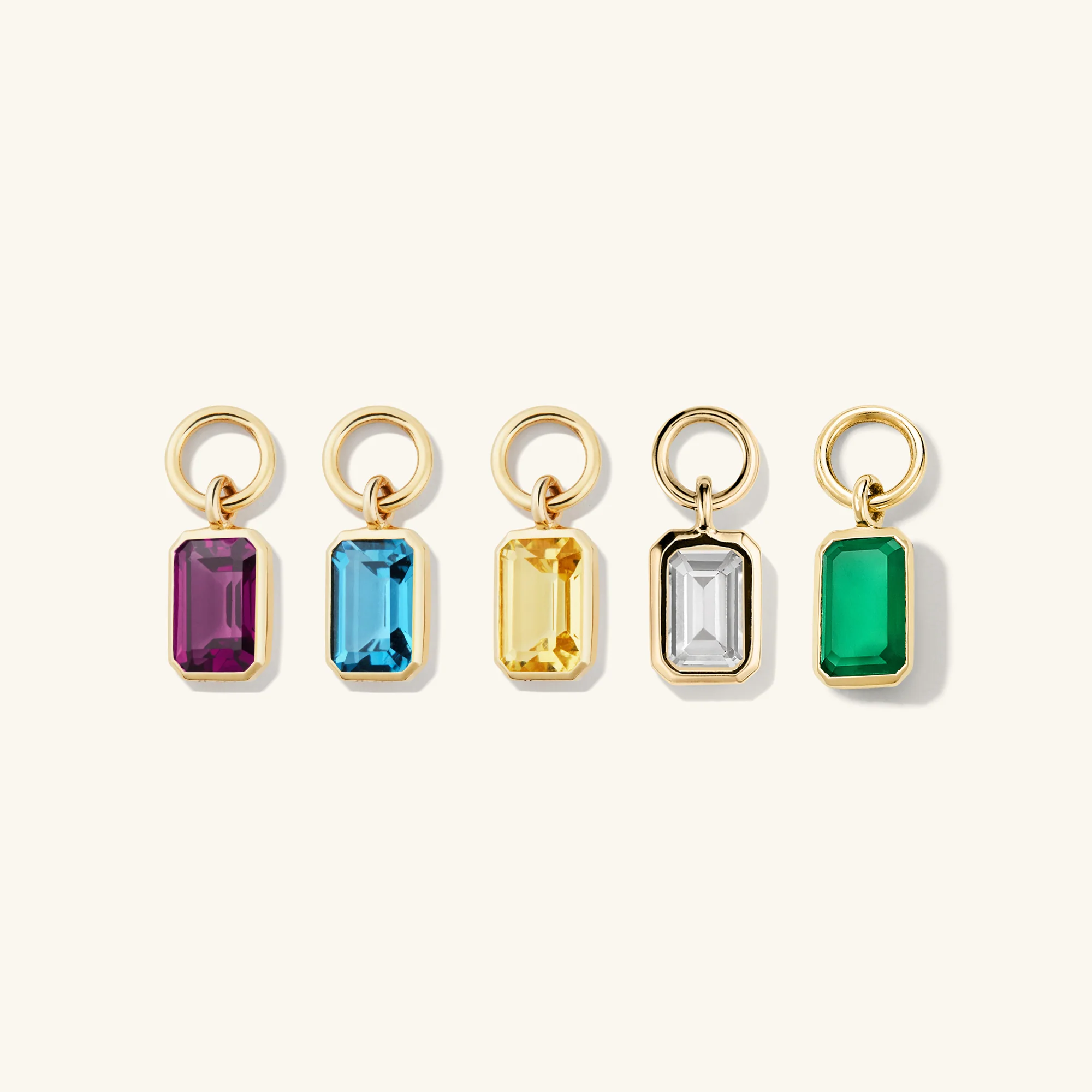 Single Emerald Cut Gemstone Hoop Charm - Image 14