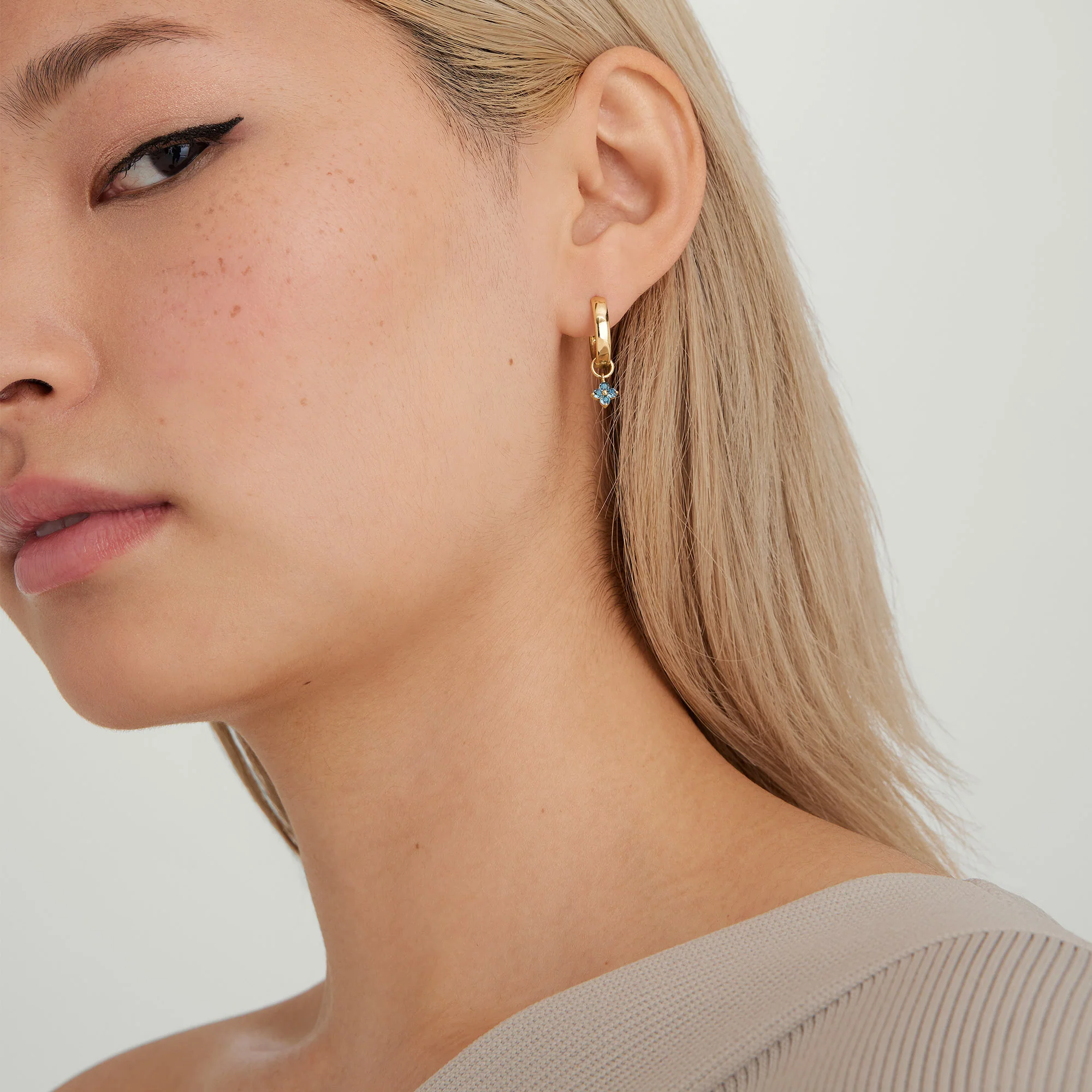 Single Gemstone Cluster Hoop Charm - Image 6