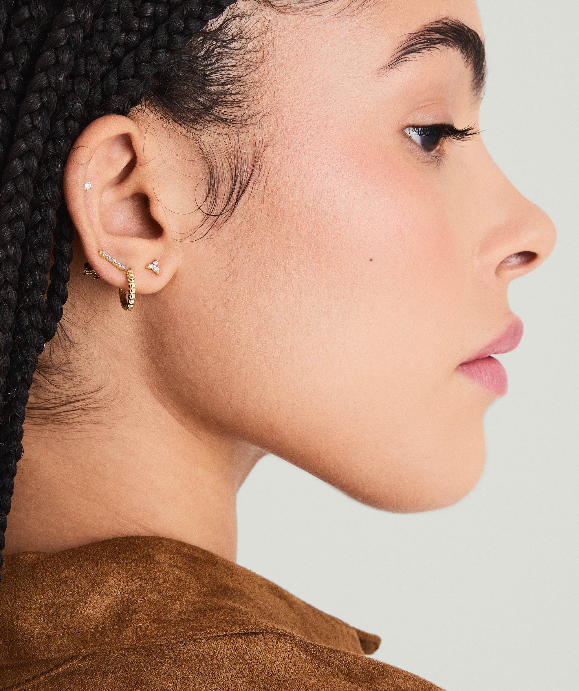 Single Diamond Lotus Stud - Image 3