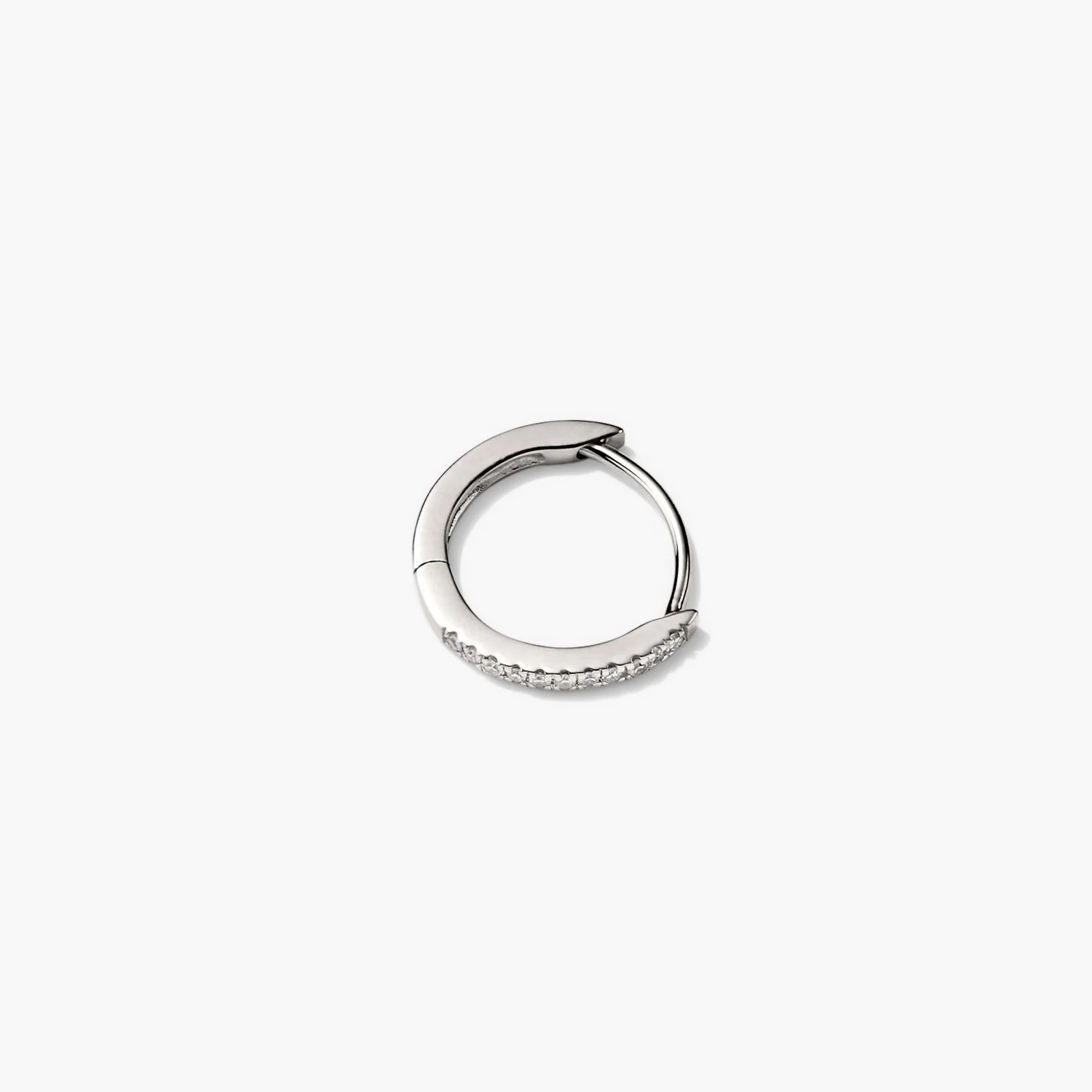 Single Pavé Diamond Huggie Hoop - Image 10