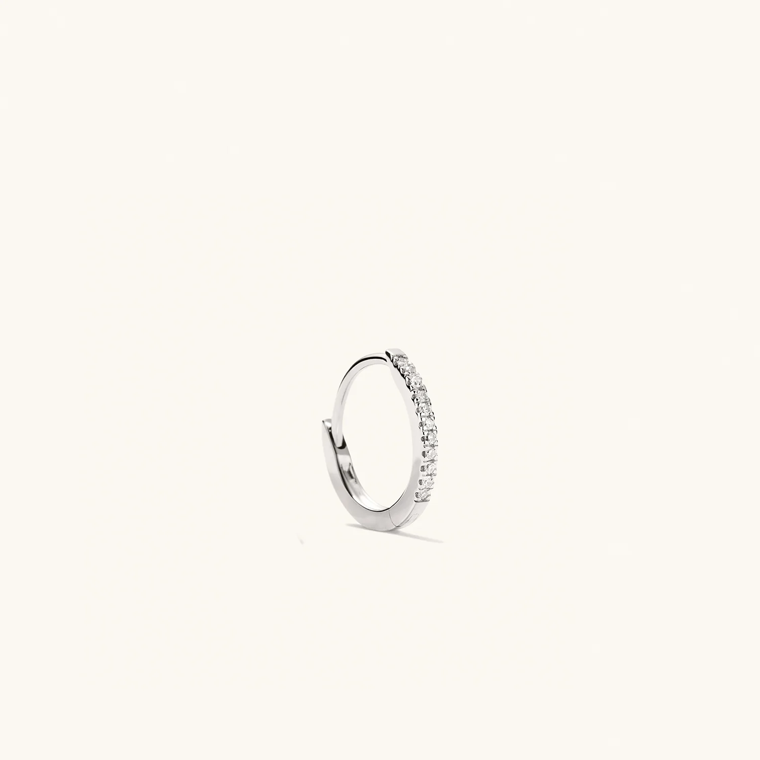 Single Pavé Diamond Huggie Hoop - Image 11