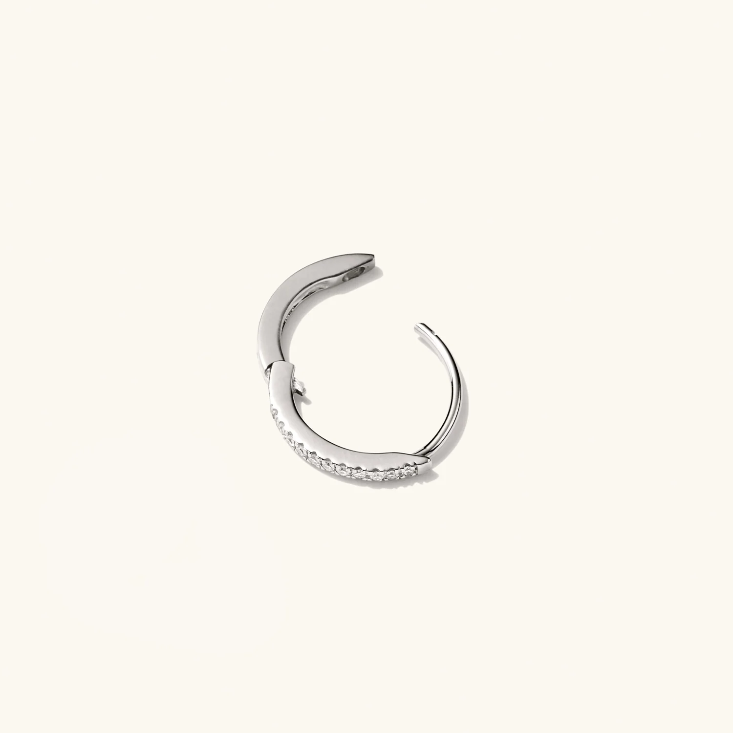 Single Pavé Diamond Huggie Hoop - Image 15