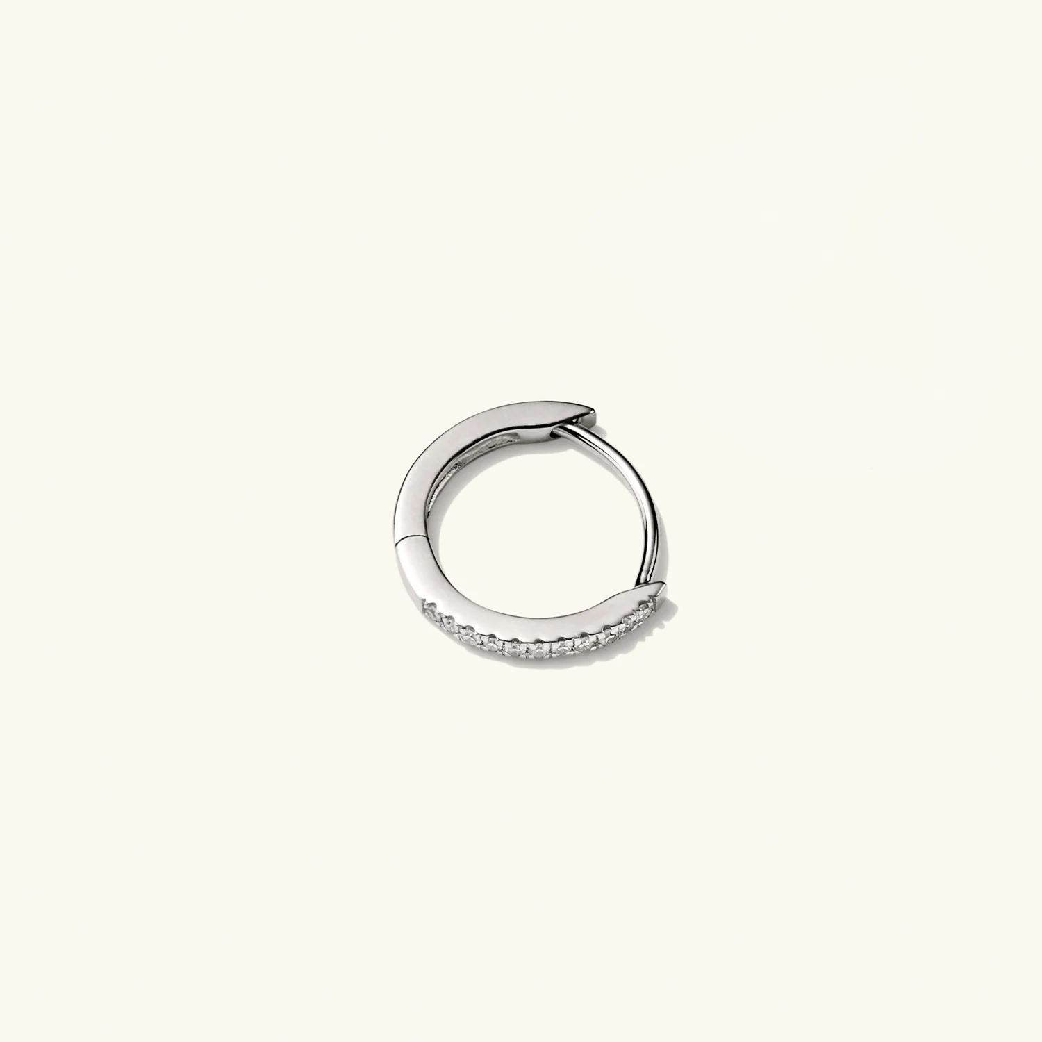 Single Pavé Diamond Huggie Hoop - Image 16