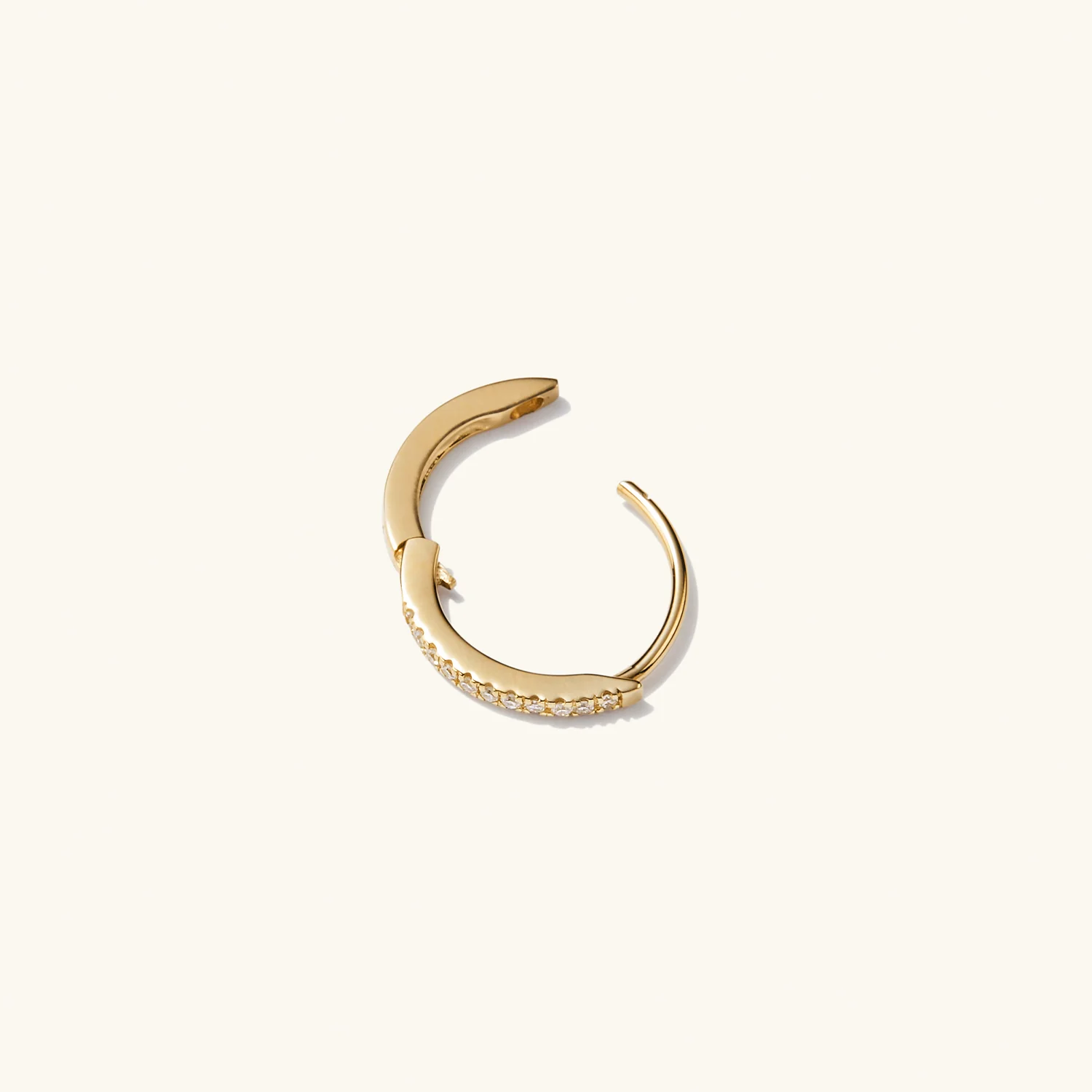Single Pavé Diamond Huggie Hoop - Image 8