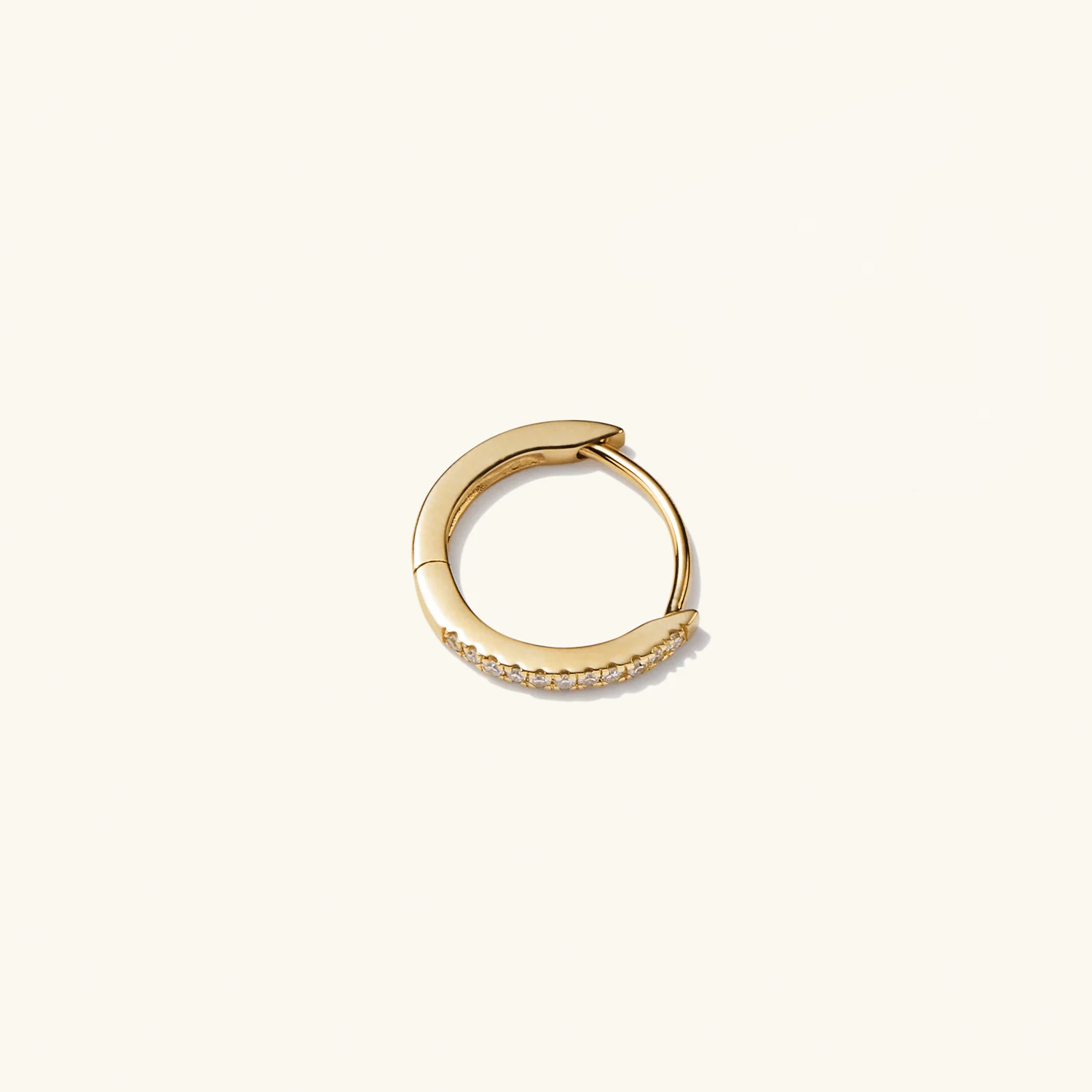 Single Pavé Diamond Huggie Hoop - Image 9