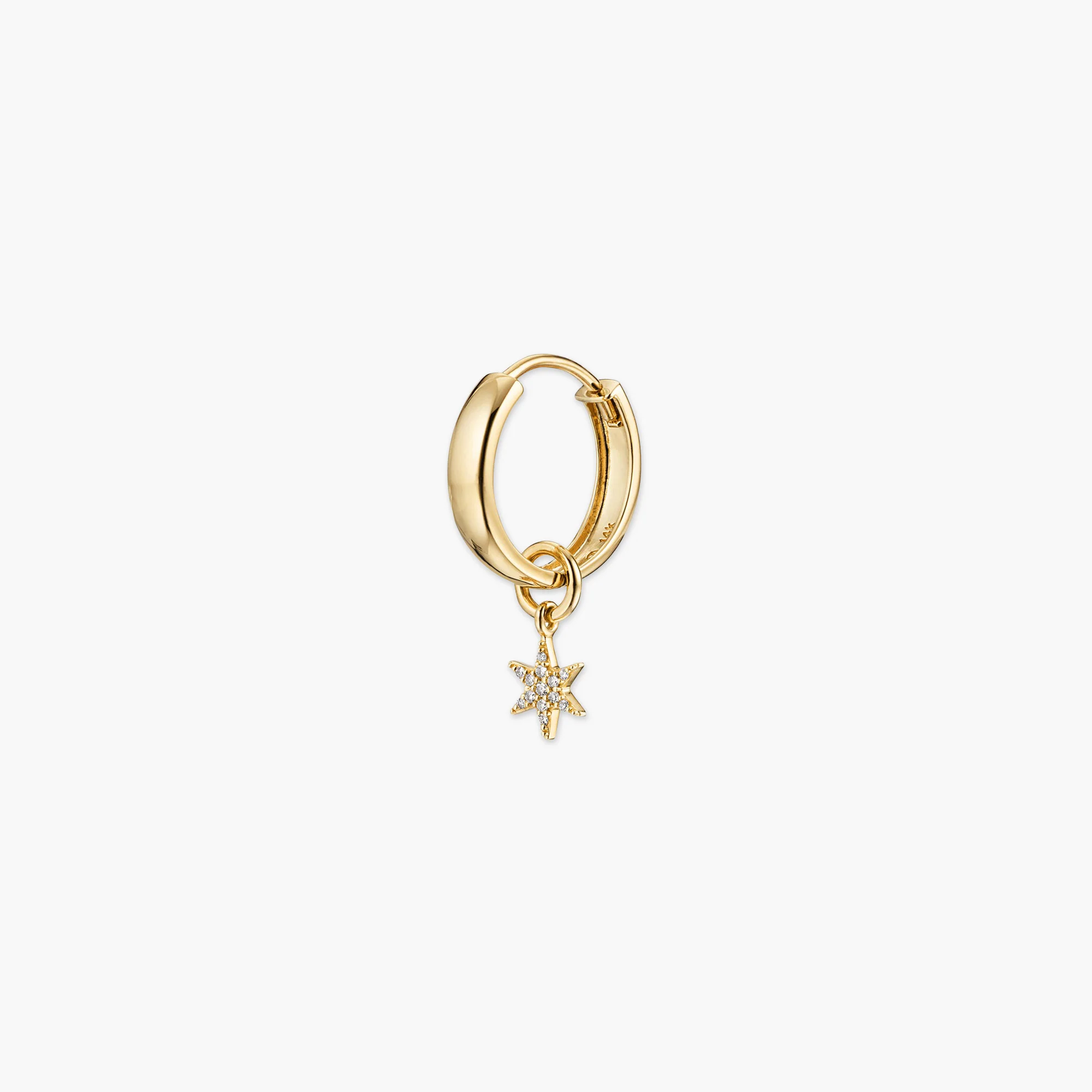 Single Pavé Diamond Star Hoop Charm - Image 4
