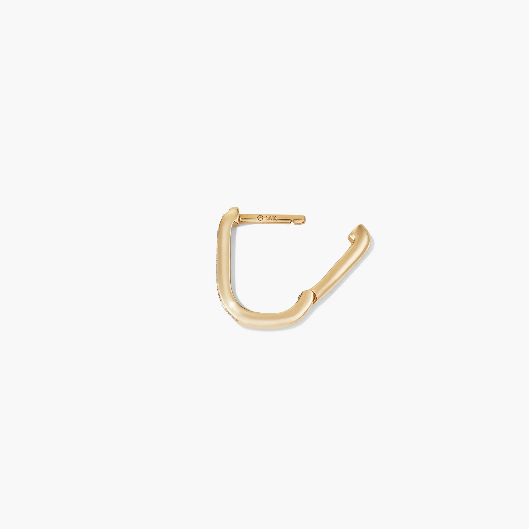 Single Pavé Diamond Huggie U Hoop - Image 4