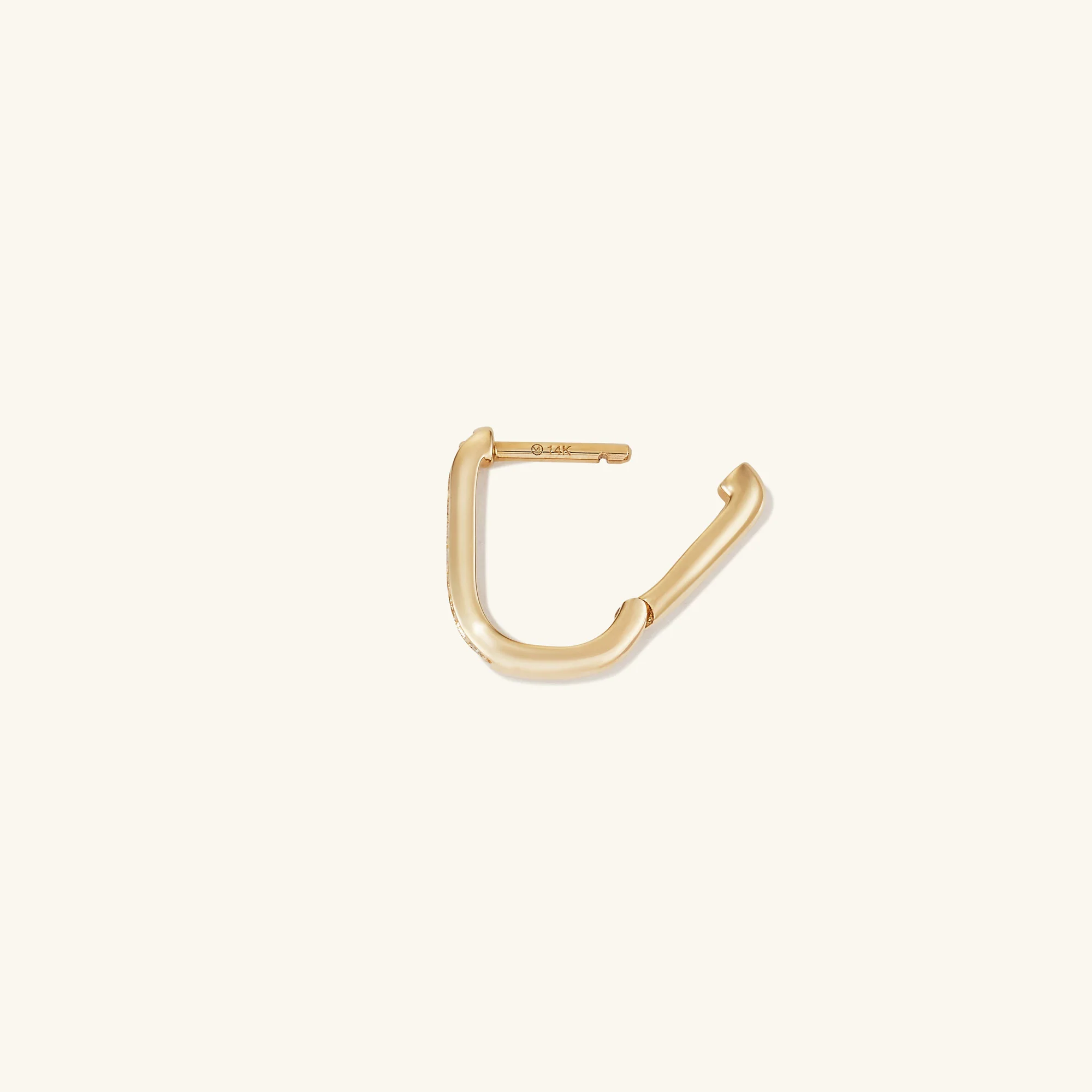 Single Pavé Diamond Huggie U Hoop - Image 7