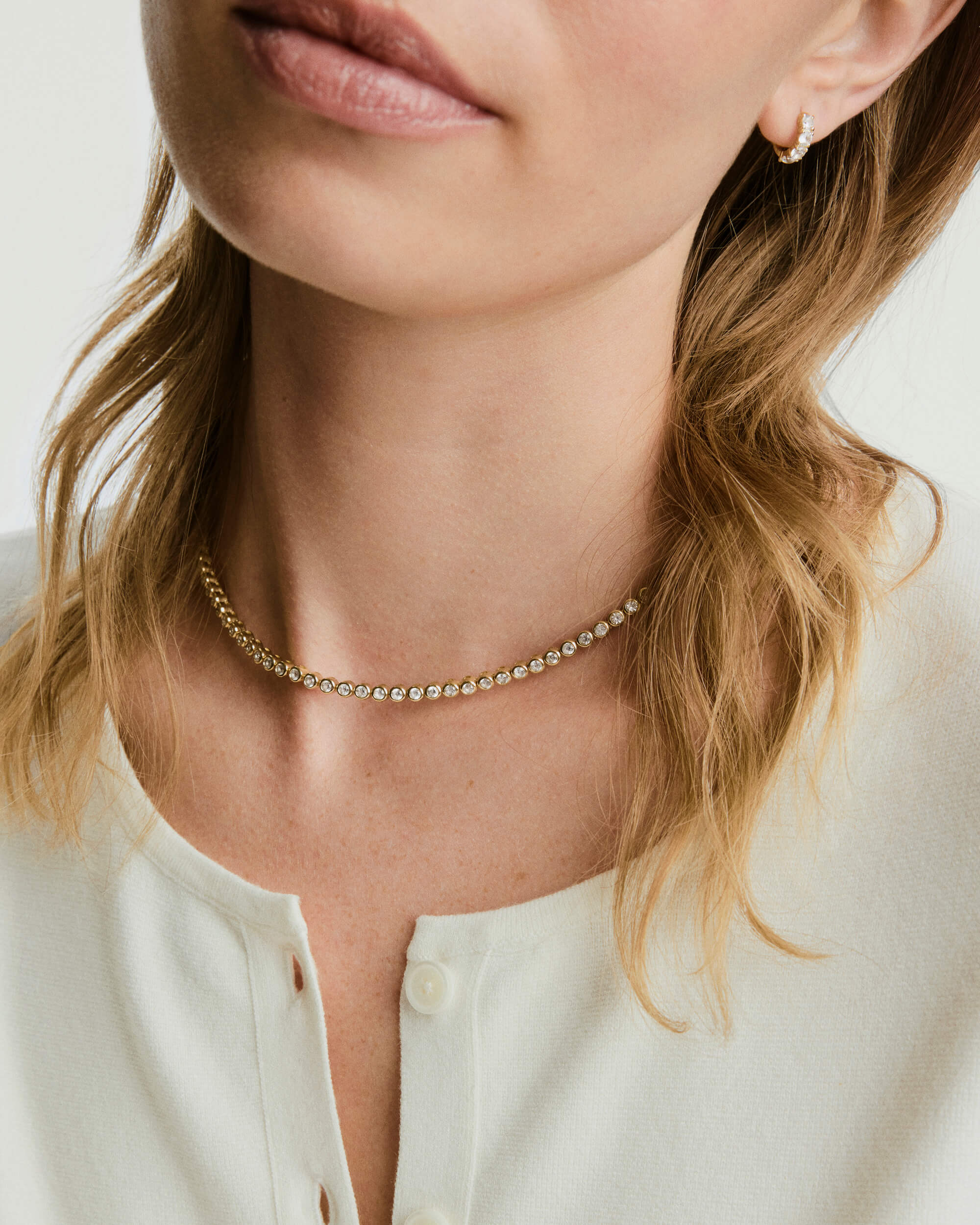 Zadie Bezel Lab Grown Sapphire Tennis Necklace - Image 12